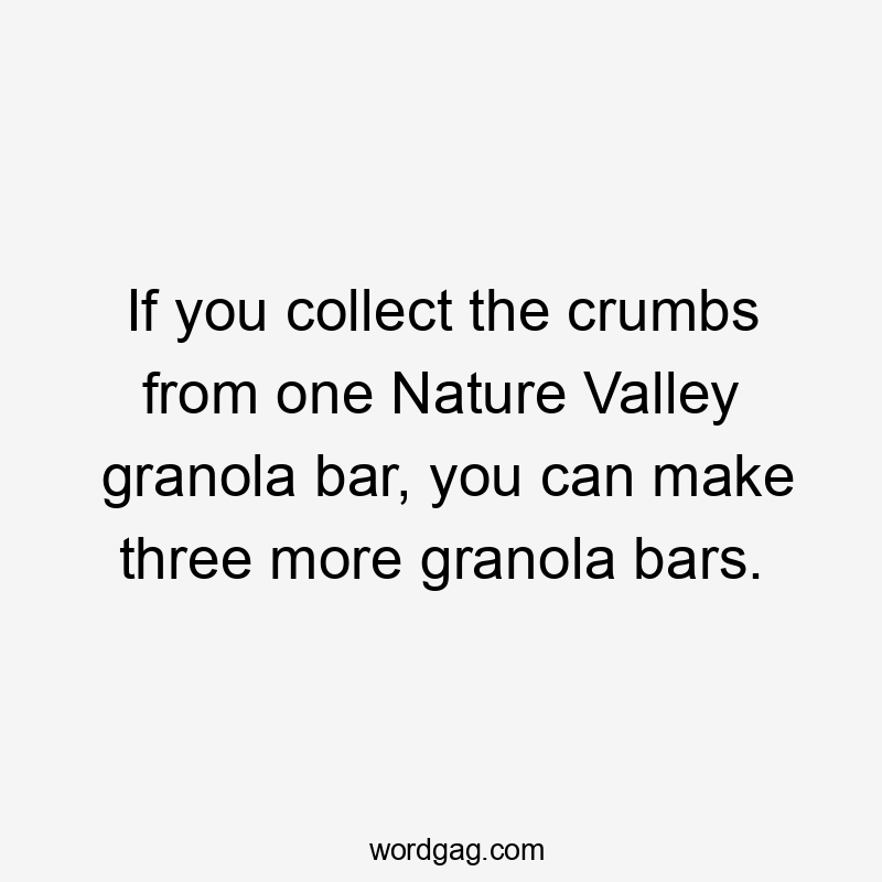 If you collect the crumbs from one Nature Valley granola bar, you can make three more granola bars.