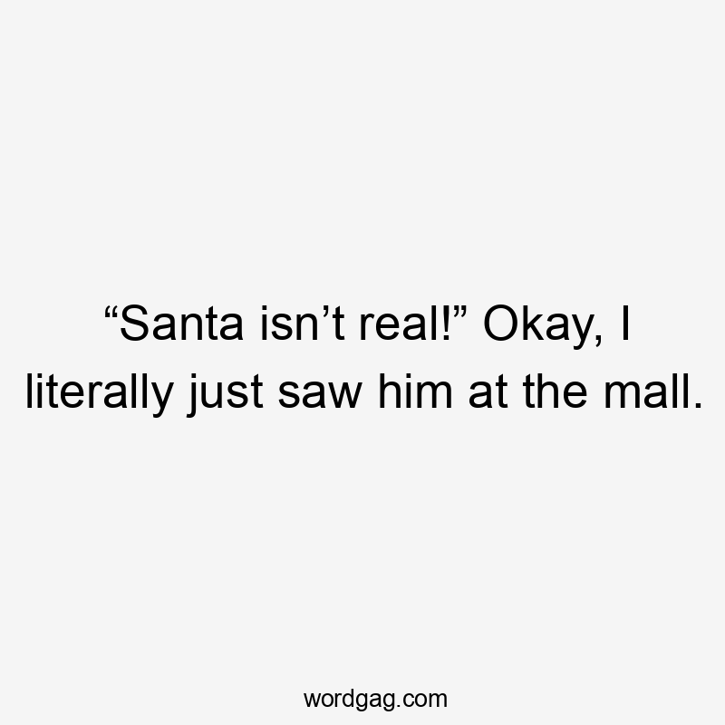 “Santa isn’t real!” Okay, I literally just saw him at the mall.