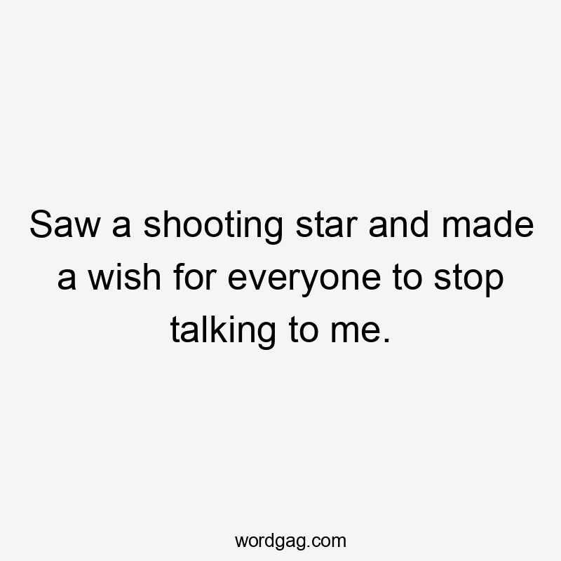 Saw a shooting star and made a wish for everyone to stop talking to me.