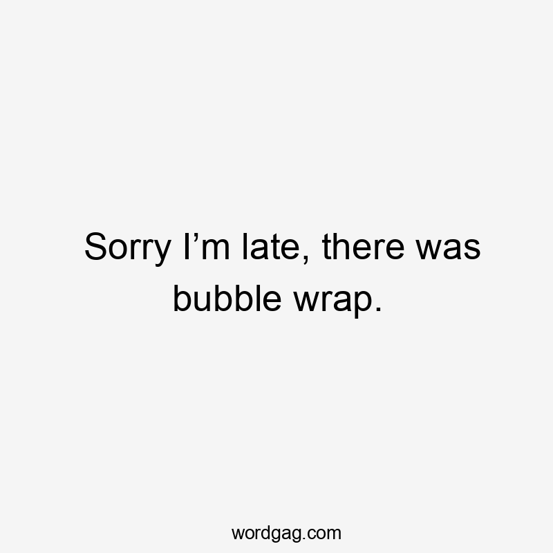 Sorry I’m late, there was bubble wrap.