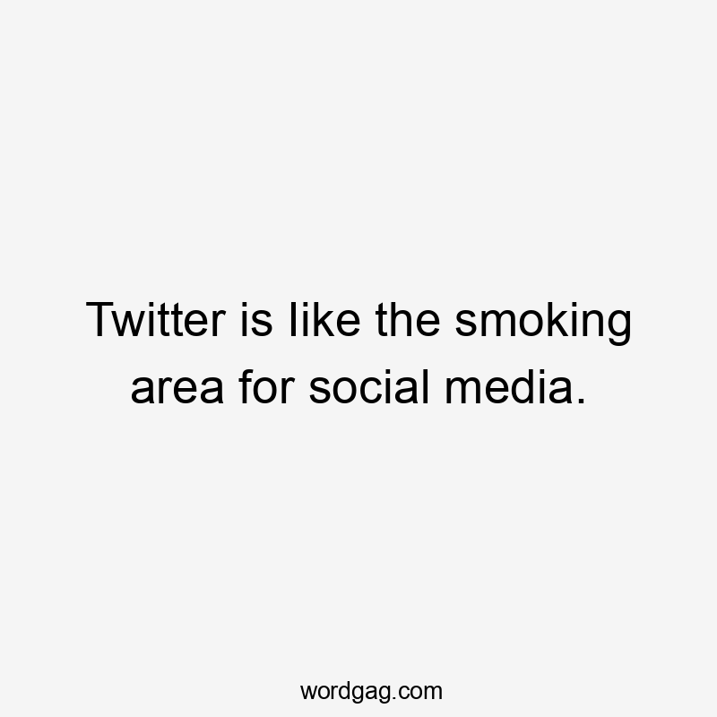 Twitter is Iike the smoking area for social media.