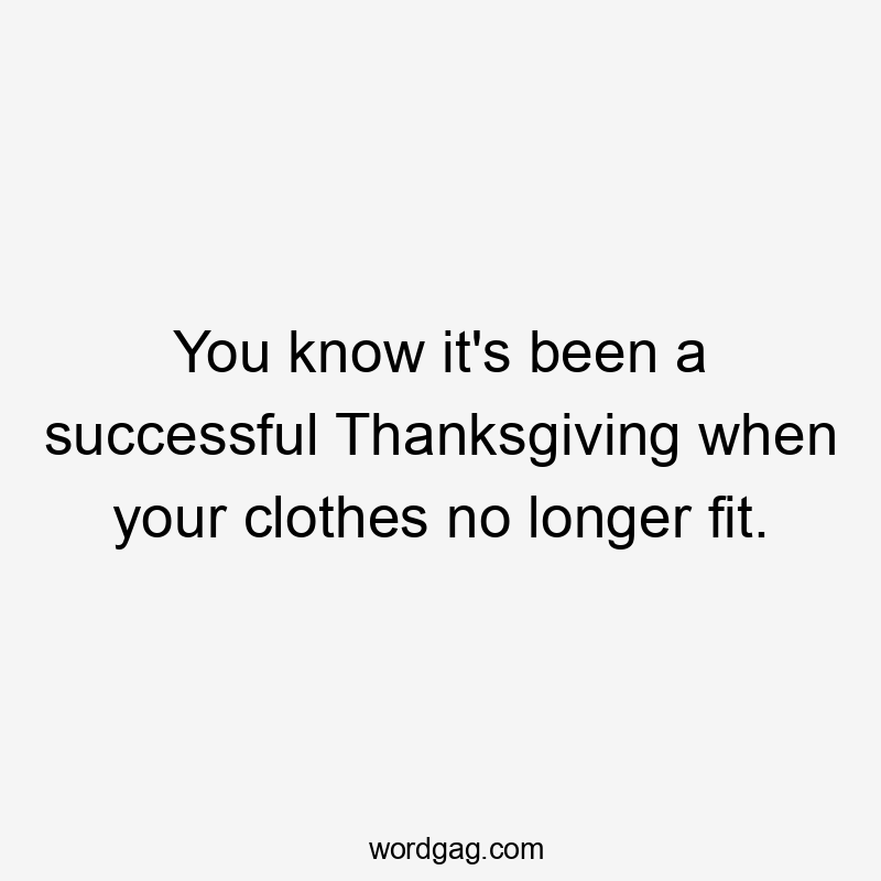 You know it's been a successful Thanksgiving when your clothes no longer fit.