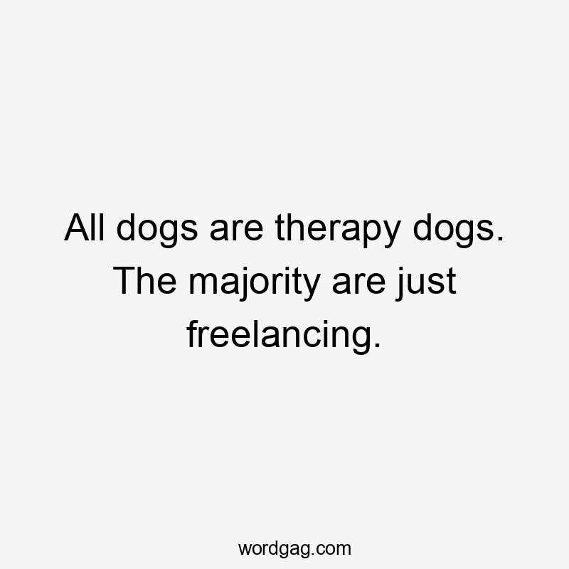 All dogs are therapy dogs. The majority are just freelancing.