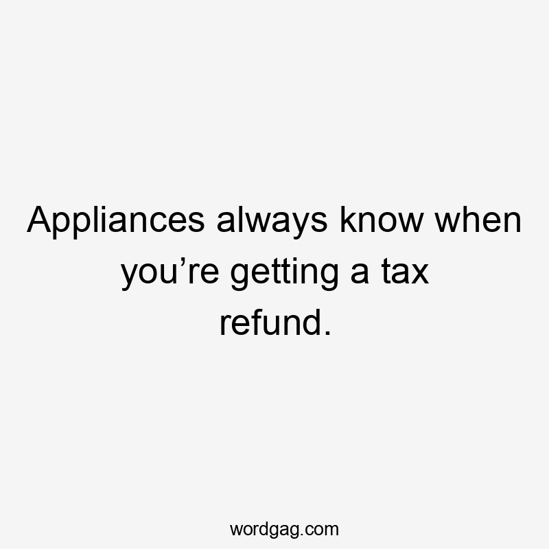 Appliances always know when you’re getting a tax refund.