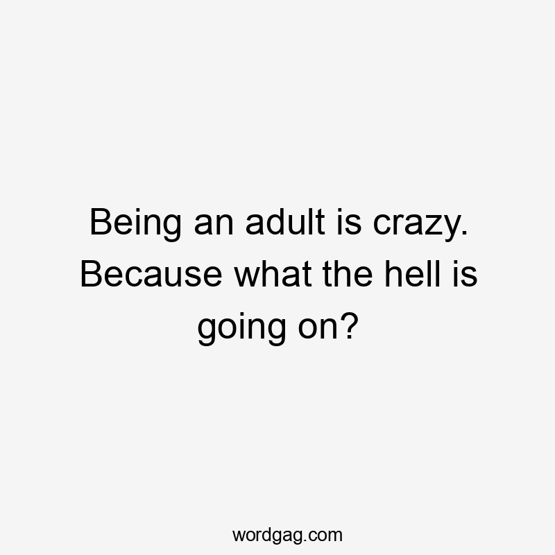 Being an adult is crazy. Because what the hell is going on?