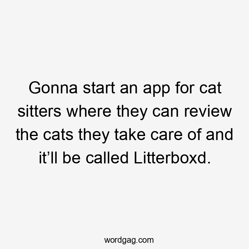 Gonna start an app for cat sitters where they can review the cats they take care of and it’ll be called Litterboxd.