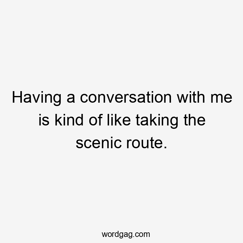 Having a conversation with me is kind of like taking the scenic route.