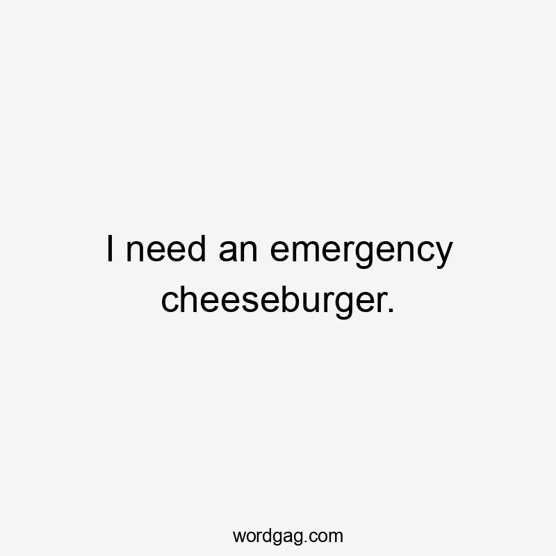 I need an emergency cheeseburger.