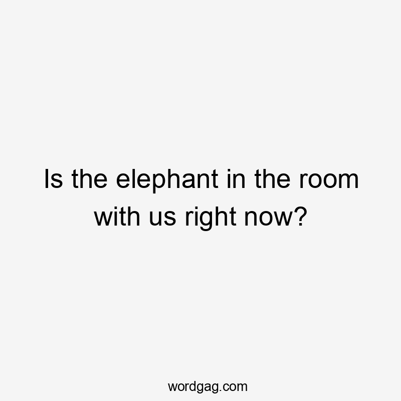 Is the elephant in the room with us right now?