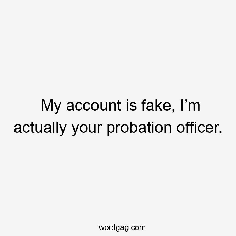 My account is fake, I’m actually your probation officer.