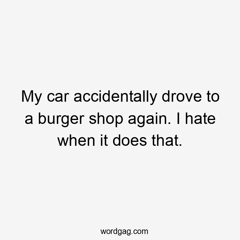 My car accidentally drove to a burger shop again. I hate when it does that.