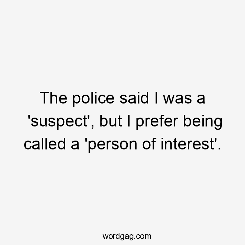 The police said I was a 'suspect', but I prefer being called a 'person of interest'.