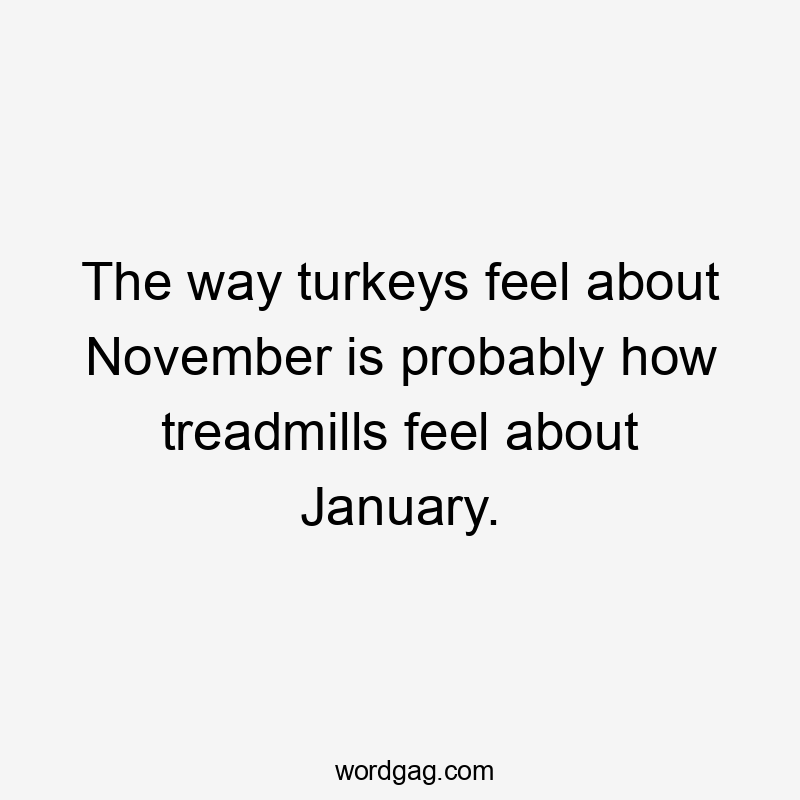 The way turkeys feel about November is probably how treadmills feel about January.