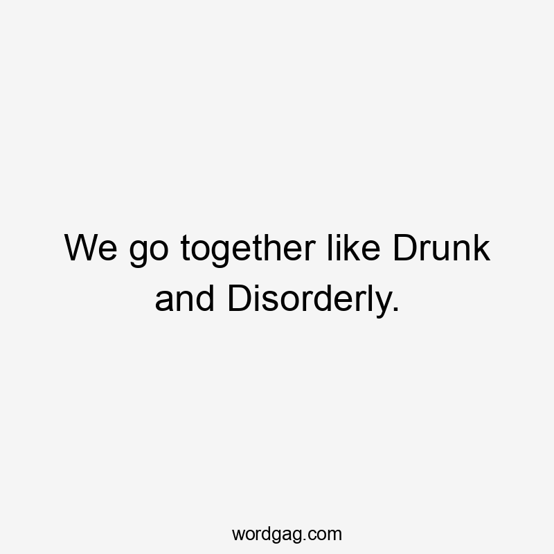 We go together like Drunk and Disorderly.