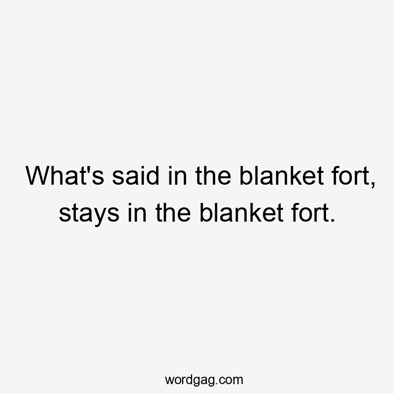 What's said in the blanket fort, stays in the blanket fort.