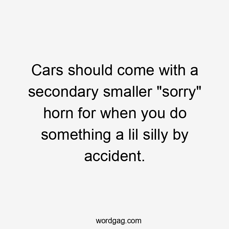 Cars should come with a secondary smaller "sorry" horn for when you do something a lil silly by accident.