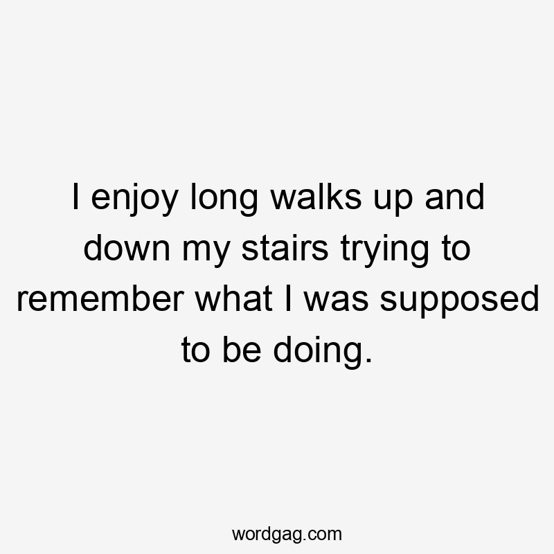 I enjoy long walks up and down my stairs trying to remember what I was supposed to be doing.