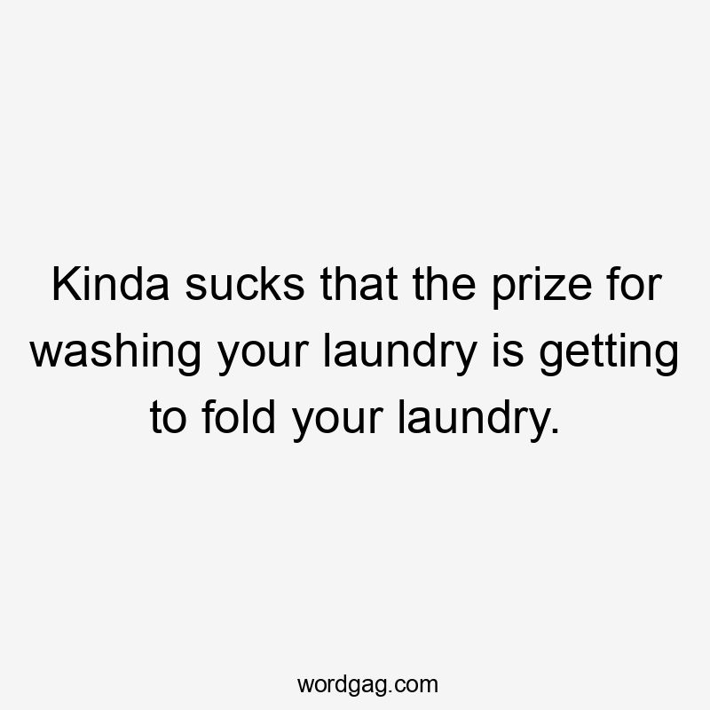 Kinda sucks that the prize for washing your laundry is getting to fold your laundry.