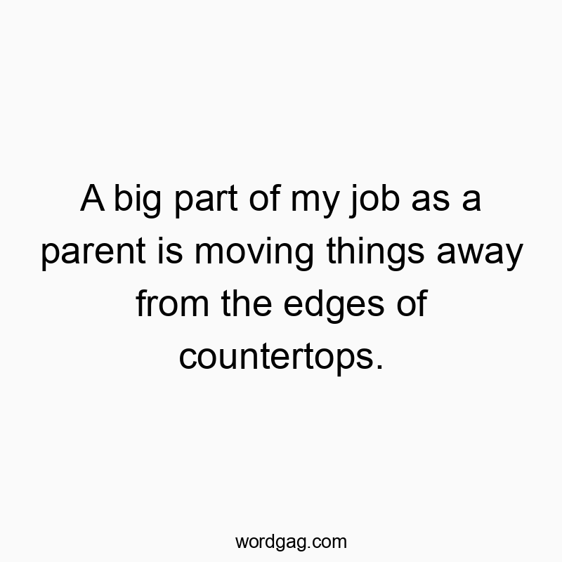 A big part of my job as a parent is moving things away from the edges of countertops.