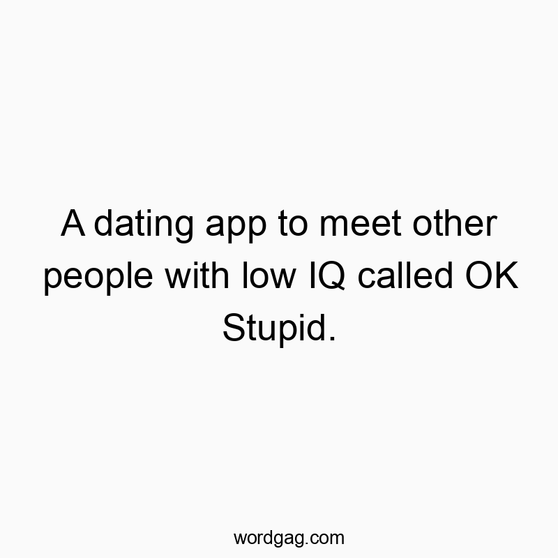 A dating app to meet other people with low IQ called OK Stupid.
