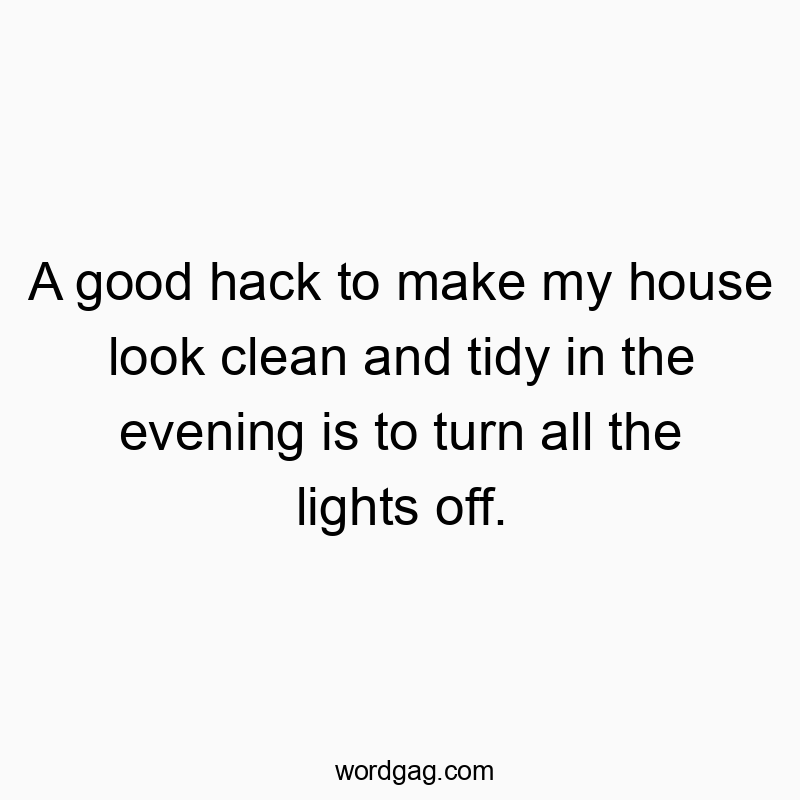 A good hack to make my house look clean and tidy in the evening is to turn all the lights off.
