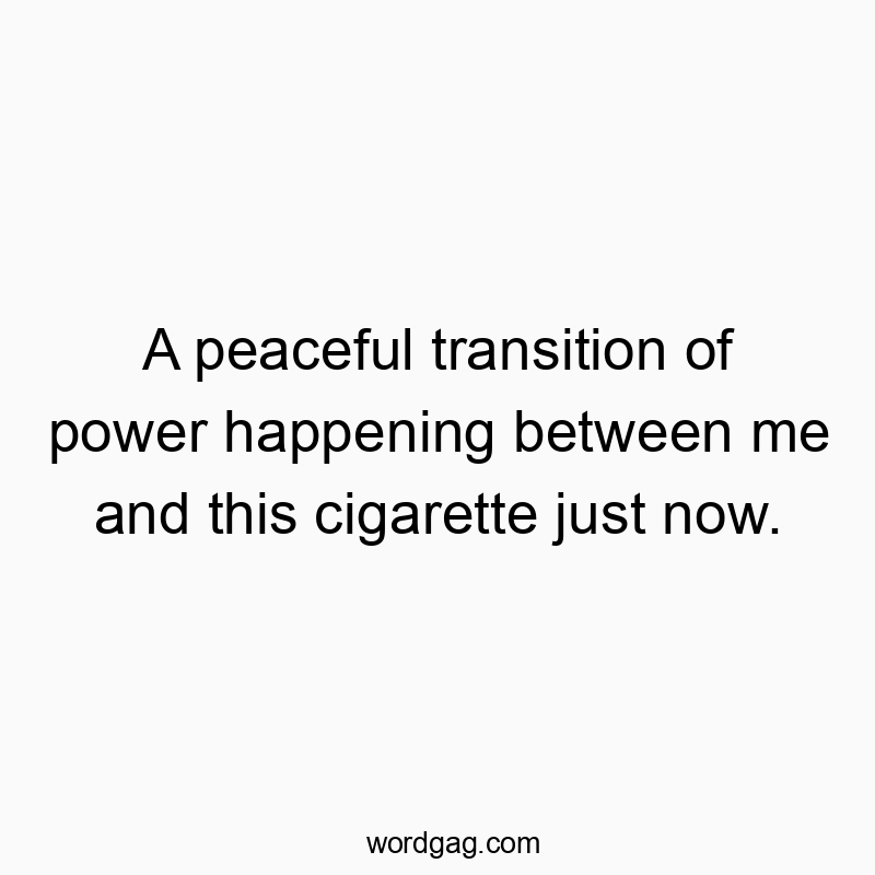 Humorous quote about a playful power shift between person and cigarette, lighthearted and witty.