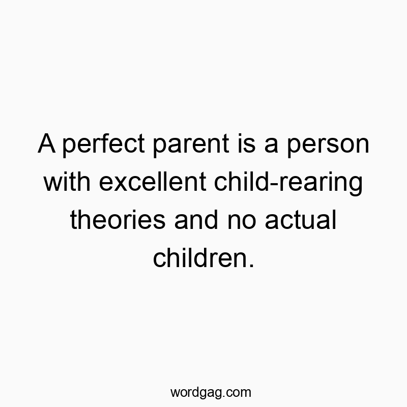 A perfect parent is a person with excellent child-rearing theories and no actual children.