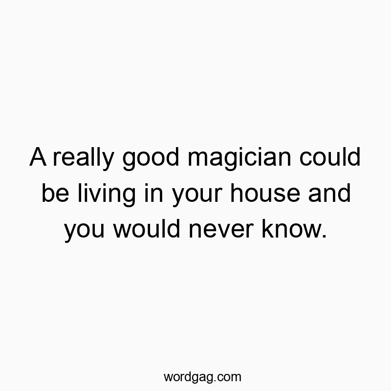 A really good magician could be living in your house and you would never know.