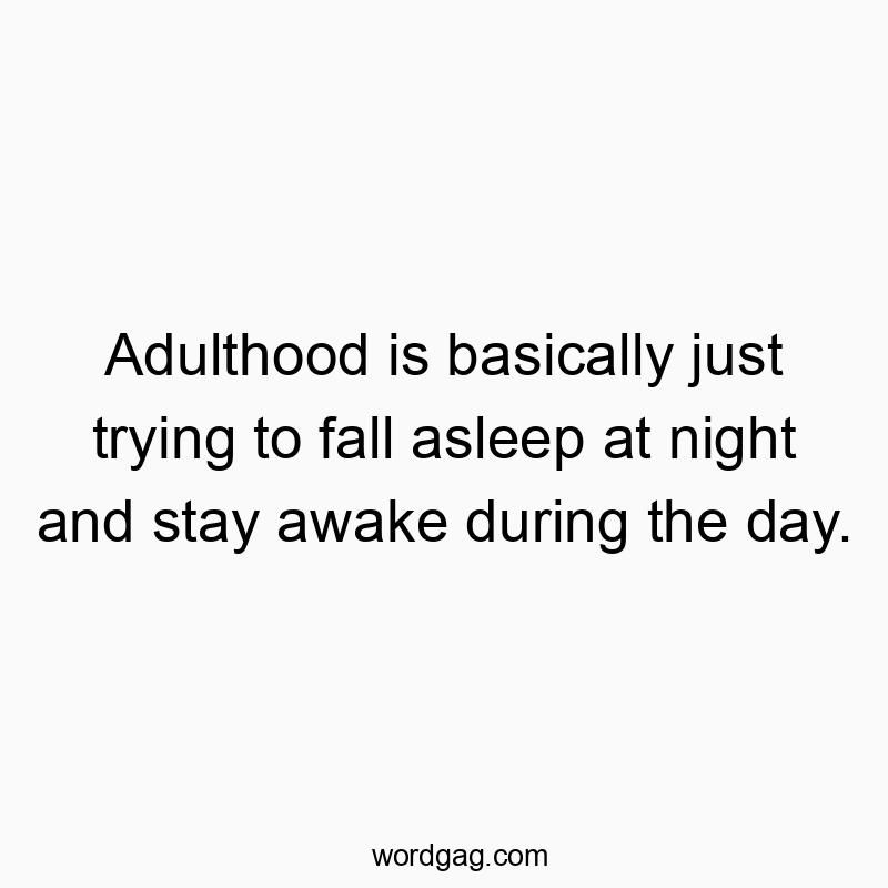 Adulthood is basically just trying to fall asleep at night and stay awake during the day.