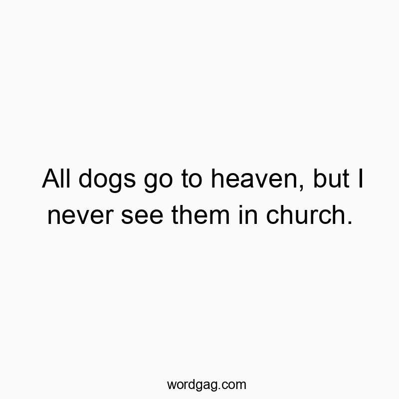 42 Funny belief quotes - All dogs go to heaven, but I never see them in church.