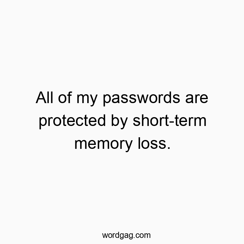 All of my passwords are protected by short-term memory loss.