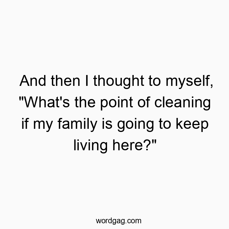 And then I thought to myself, “What’s the point of cleaning if my family is going to keep living here?”