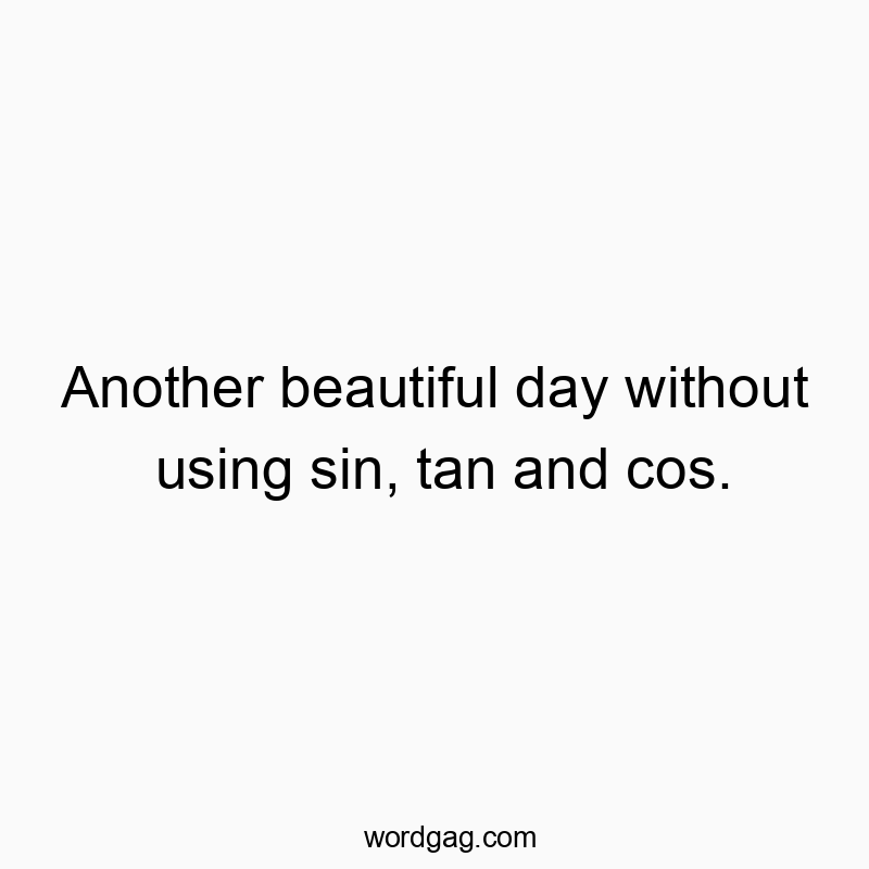 541 Funny day quotes - Another beautiful day without using sin, tan and cos.