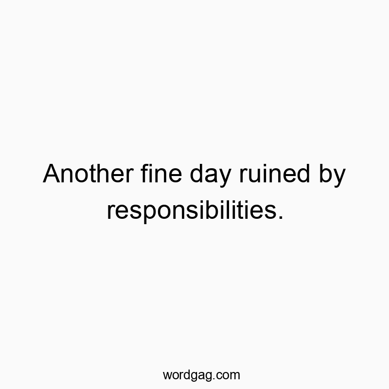 541 Funny day quotes - Another fine day ruined by responsibilities.