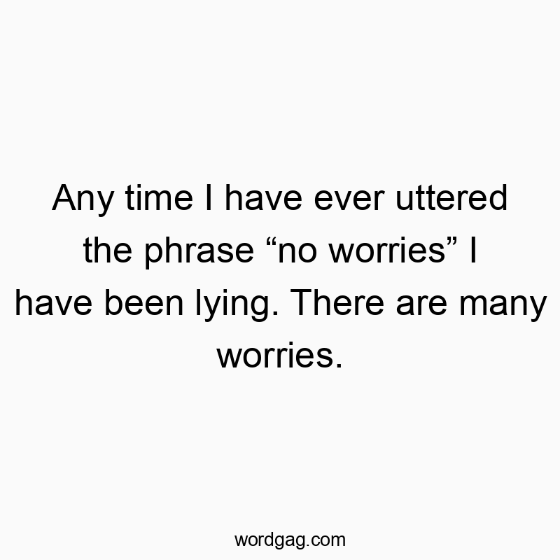Any time I have ever uttered the phrase “no worries” I have been lying. There are many worries.