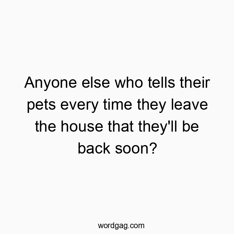 Anyone else who tells their pets every time they leave the house that they’ll be back soon?