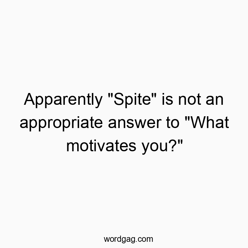 Apparently “Spite” is not an appropriate answer to “What motivates you?”