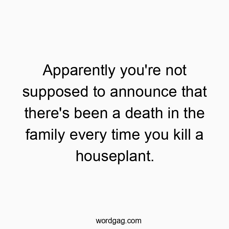 Apparently you’re not supposed to announce that there’s been a death in the family every time you kill a houseplant.