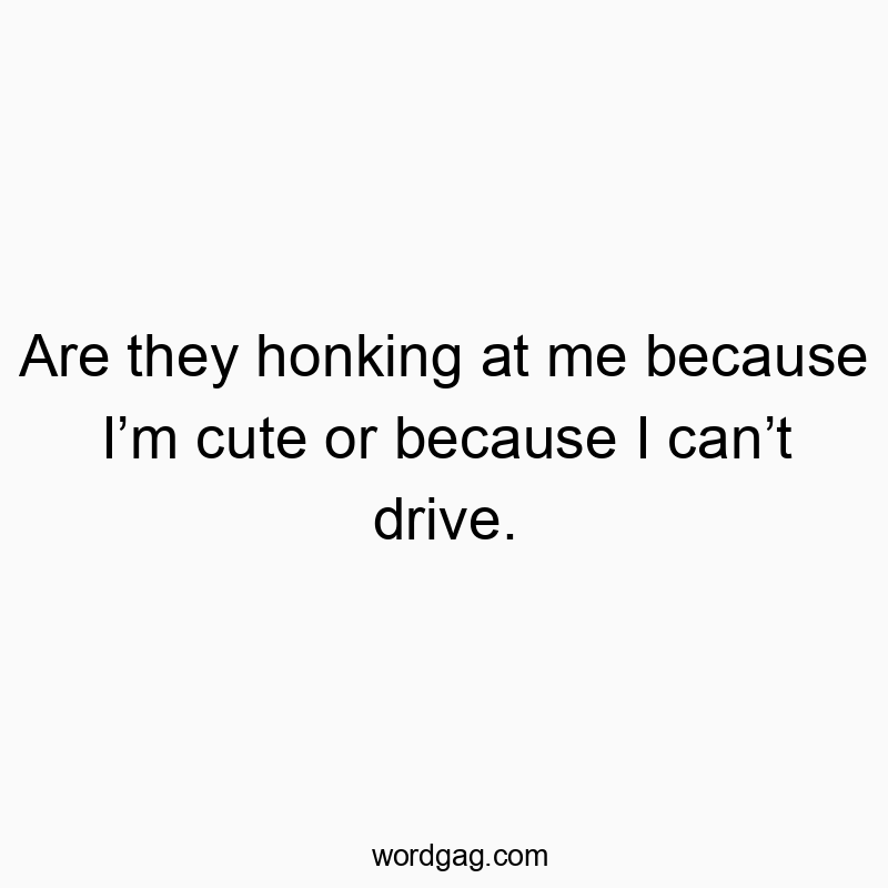 Are they honking at me because Iโm cute or because I canโt drive.