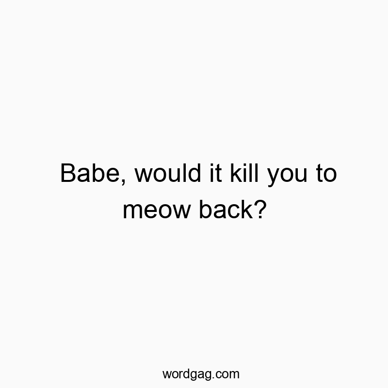 Babe, would it kill you to meow back?
