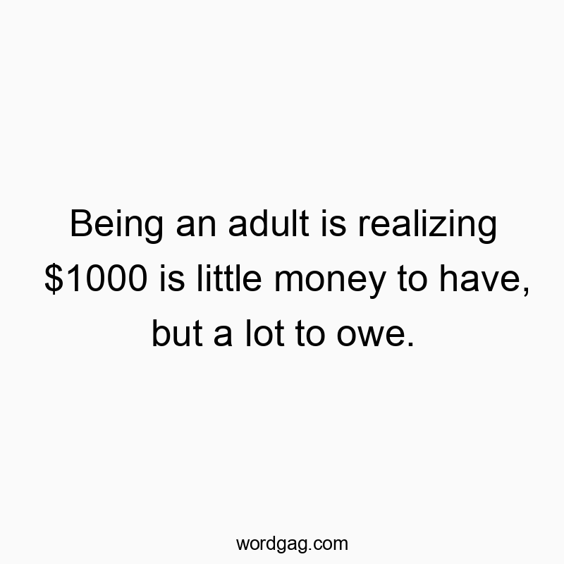 Being an adult is realizing $1000 is little money to have, but a lot to owe.