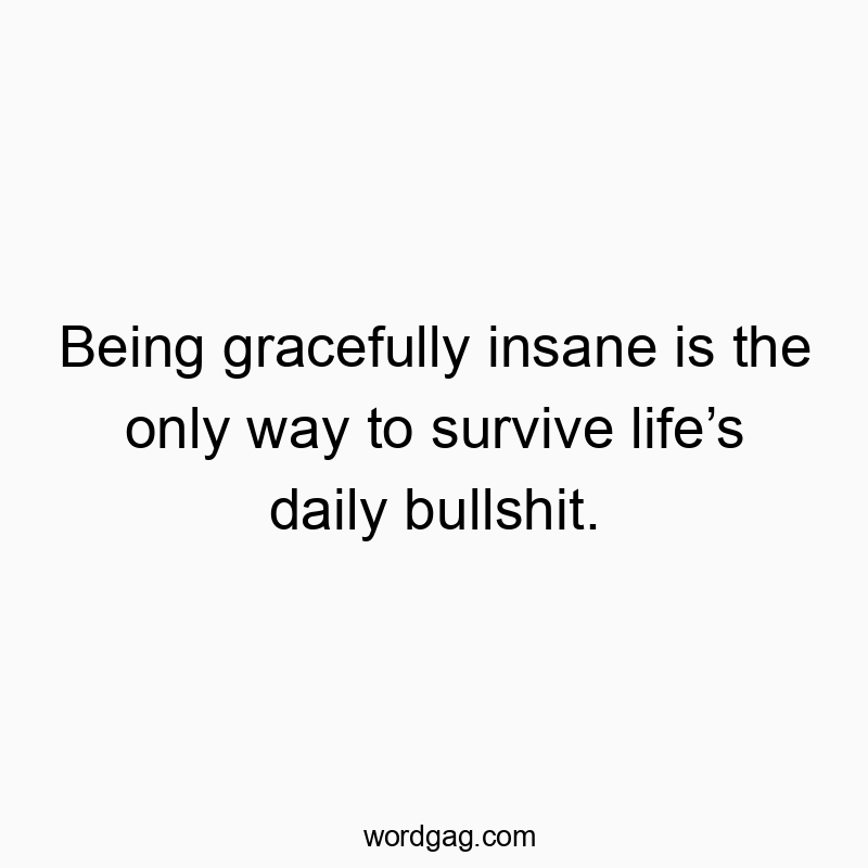 Being gracefully insane is the only way to survive life’s daily bullshit.