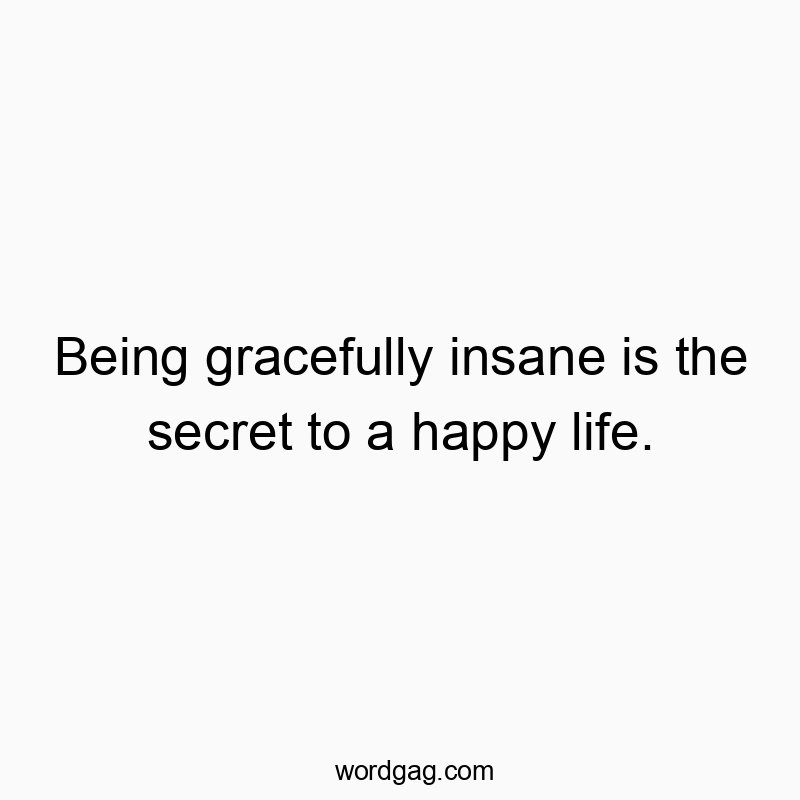 Being gracefully insane is the secret to a happy life.