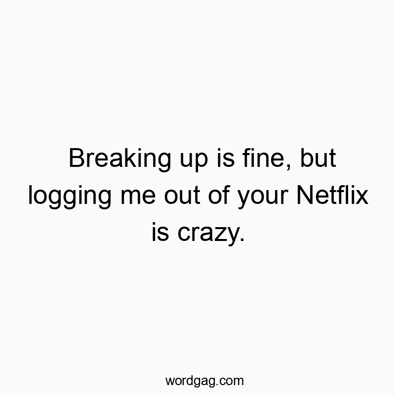 39 Funny Netflix quotes - Breaking up is fine, but logging me out of your Netflix is crazy.