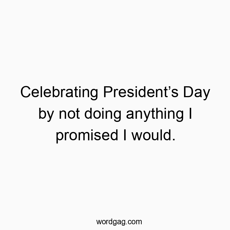 Funny presidents quotes - Celebrating President’s Day by not doing anything I promise…
