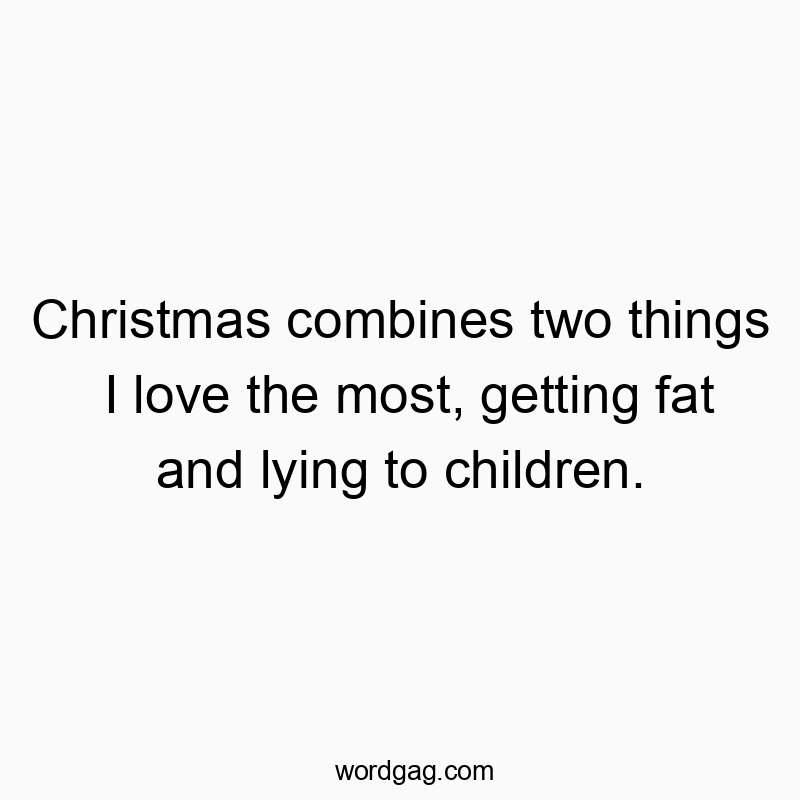 Funny gift giving quotes - Christmas combines two things I love the most, getting fat and lying to children.