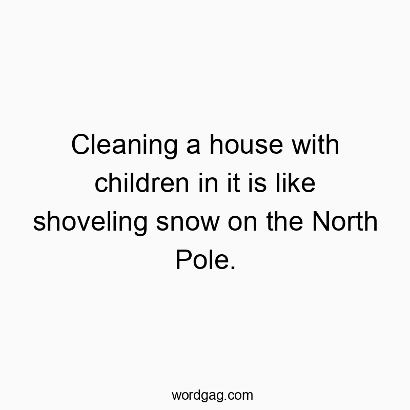 Cleaning a house with children in it is like shoveling snow on the North Pole.