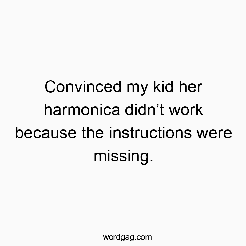 Convinced my kid her harmonica didn’t work because the instructions were missing.
