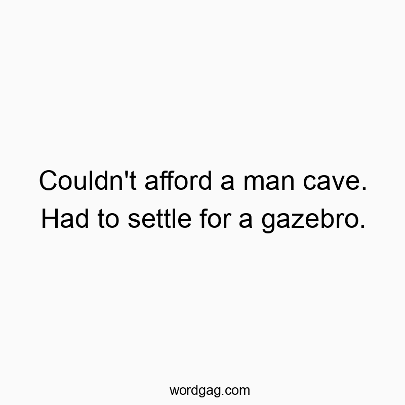 Couldn’t afford a man cave. Had to settle for a gazebro.