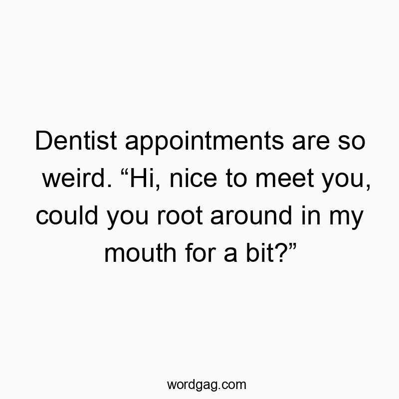 Dentist appointments are so weird. “Hi, nice to meet you, could you root around in my mouth for a bit?”